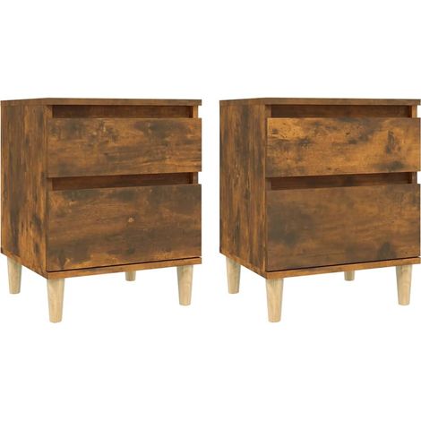 Set di 2 Comodini Armadio da Notte Mobiletto da notte Rovere Fumo 40x35x50 cm (1/5)