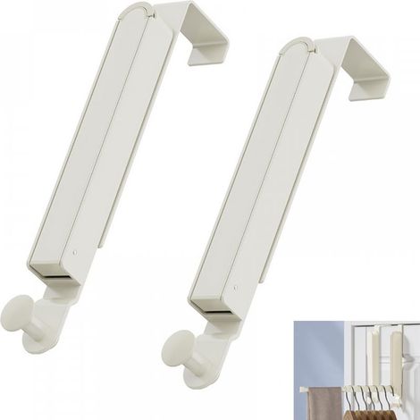 Porte-manteau pliable derrière la porte, pour suspendre vêtements, foulards, sacs, lot de deux (blanc) (1/5)