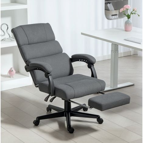 MEUBLIV Chaise de bureau rembourrée gris foncé, réglable en hauteur, inclinable avec repose-pieds (1/5)
