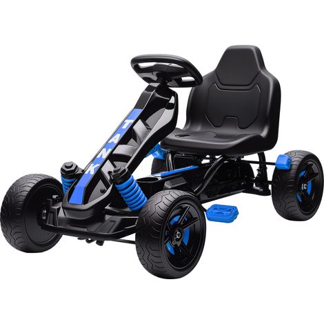Karting à pédales enfants 3-6 ans roues libres EVA antidérapantes bleu