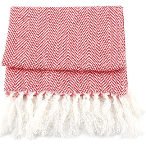 Serviette en Coton 100% Naturel, Essuie-Main Absorbant à Franges pour Cuisine et Salle de Bain, Séchage Rapide, Couleur Rouge Vin, Taille 38x62cm (1/5)