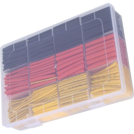 Lot de 800 gaines thermorétractables isolantes rouges, jaunes et noires pour la protection des câbles. (1/5)