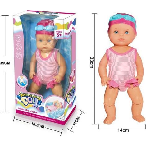1 Poupée de natation électrique, articulations mobiles, imperméable, avec maillot et bonnet, pour enfants dès 3 ans (1/4)