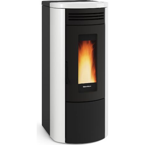 La Nordica Extraflame termostufa a pellet Costanza Idro in acciaio e maiolica bianca 4,8-17 kW 487 m termo stufa