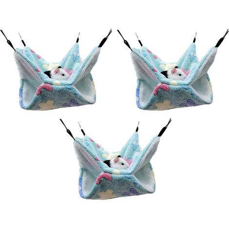 Hamac pour animaux de compagnie (lot de 3) - Hamac double sandwich - Sac de couchage suspendu pour écureuil - Accessoires pour animaux (1/5)