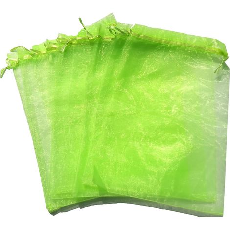 100 pièces Sac de Protection Fruits, Sachets en Organza Respirant avec Cordon de Serrage pour Potéger Les Grappes de Fruits des Frelons et des Oiseaux 15cm x 20cm (1/5)