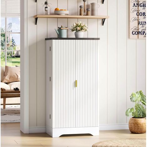 MEUBLIV mobile contenitore da cucina 120 x 60,5 x 40 cm bianco con LED e doppia anta (1/5)