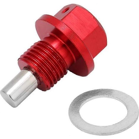 Boulon de vidange du carter d'huile moteur, boulon magnétique de vidange du carter d'huile moteur en alliage d'aluminium rouge M121,25 (1/5)