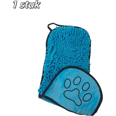 Serviette de séchage pour chien en chenille très absorbante douce et confortable pour chiens de toutes tailles dimensions 53 par 22 cm couleur bleue 1 pièce (1/5)