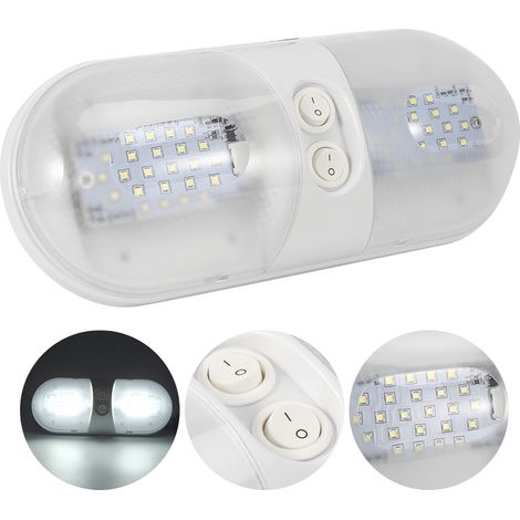 Lámpara de techo LED ovalada para autocaravanas y vehículos - Lámpara de techo tipo domo de 800 lm y 12 V con doble control. (1/5)