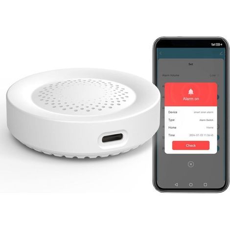 Smart Siren Alarm, Fort 100 DB, Alarme sans Fil pour capteur de Porte fenêtre, 32 Types de Sons d'alarme Disponibles, Alarme de sirène Domestique contrôlable à Distance Via l'App, Compatible Alexa (1/5)