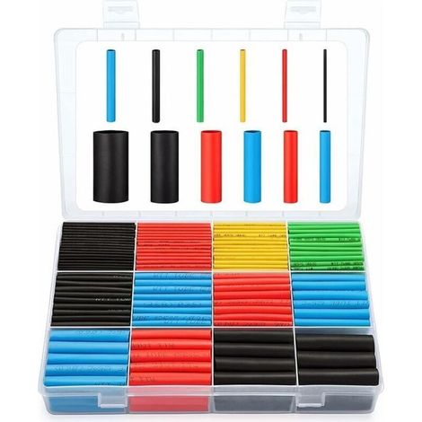 CSPARKV ET1001 Lot de 560 gaines thermorétractables pour isolation électrique 5 couleurs 12 tailles (1/5)