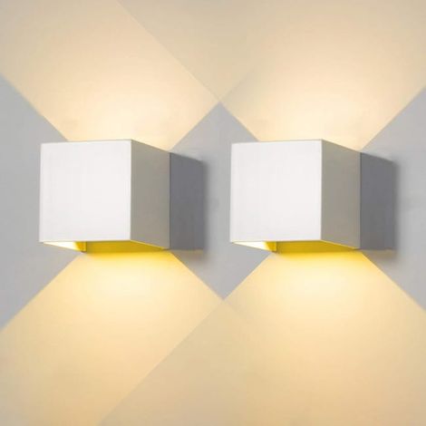2pcs Modern LED Wall Light, Indoor Square Lamp, 6W Warm White, Non-Dimmable (1/5)
