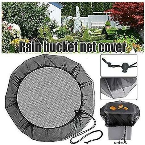 Regentonnen-Netzabdeckung mit Kordelzug für den Außenbereich, Schutzhülle für tragbare Gartenwassertanks und Eimer für den Rasen (1/4)
