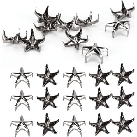 200 Clous à Griffe Étoile 5 Pointes 10MM Noir, Fixations pour Accessoires DIY Sacs et Chapeaux (1/5)