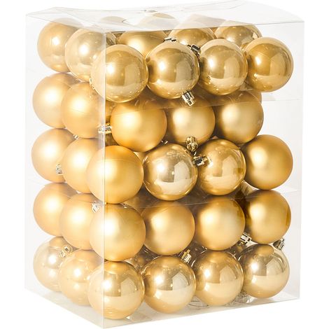 Set of 60 Christmas Baubles Gold Plastic Xmas Tree Christmas Ornament Hanging Decor Modern Style Glamour FEGEN