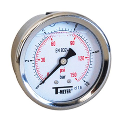 Manomètre boitier inox à bain de glycérine AXIAL Mâle 1/4" (8/13) - Ø63 - Pression 0 / 6 bar - Sferaco (1/2)