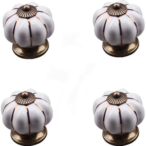 4 Pcs Boutons Vintage De Citrouille En Céramique 40x40mm(Diamètre x Hauteur), Poignee De Meuble Antique, Boutons De Portes Tiroirs Poignée De Traction Avec Vis Pour Cuisine Placard, Commode, (1/5)