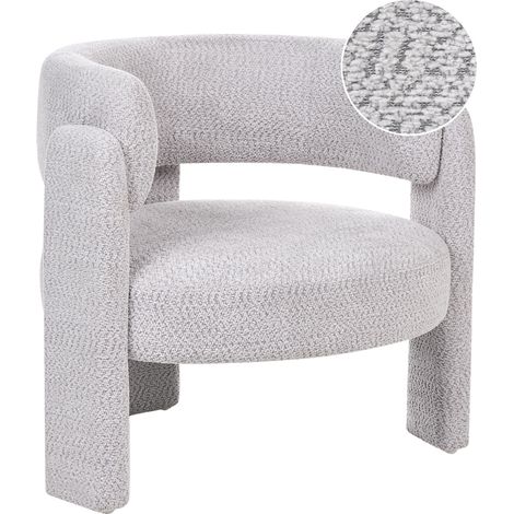 Sillón tapizado en chenilla con respaldo curvo asiento moderno escandinavo gris claro Burea