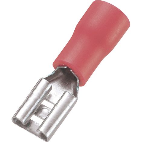 TRU COMPONENTS 745122 Flachsteckhülse Steckbreite: 4.8 mm Steckdicke: 0.5 mm 180 ° Teilisoliert Rot (1/2)