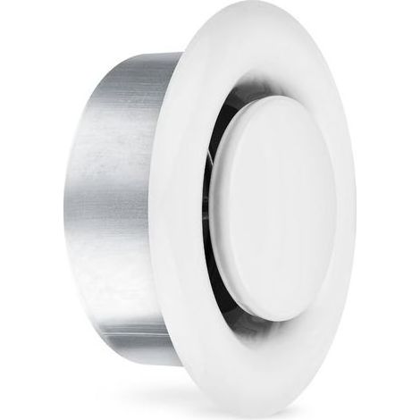 Blanc Grille Aeration Reglable 100mm, Grille de Ventilation Blanche avec Cadre de Montage, Tôle d'acier, Régulation Progressive du Flux d'air, Robuste, Durable (1/5)