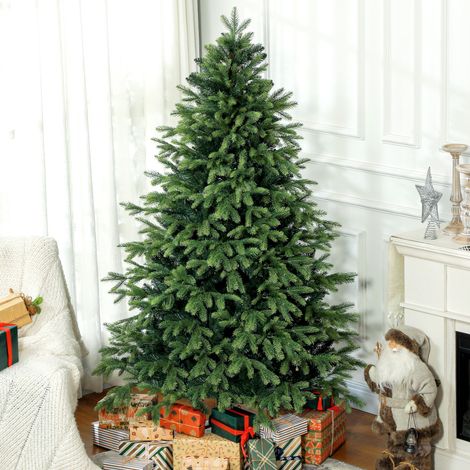 Albero di Natale artificiale, aspetto realistico, ignifugo, base stabile in metallo, 183 cm, verde (1/5)