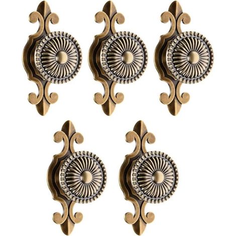 SABIR 5pcs Tirette Antique pour Tiroir Porte Armoires Poignées De Cuisine Boutons pour des Meubles Armoires-Laiton antique (1/5)