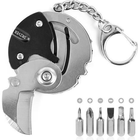 Set di 7 mini attrezzi pieghevoli combinati per attività all'aperto, piccolo strumento multiuso EDC con set di cacciaviti, supporto tascabile portatile, compatto (1/5)