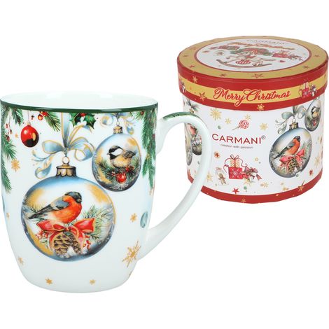 Tazza in ceramica camio palline di Natale arte natalizia carmani (1/3)