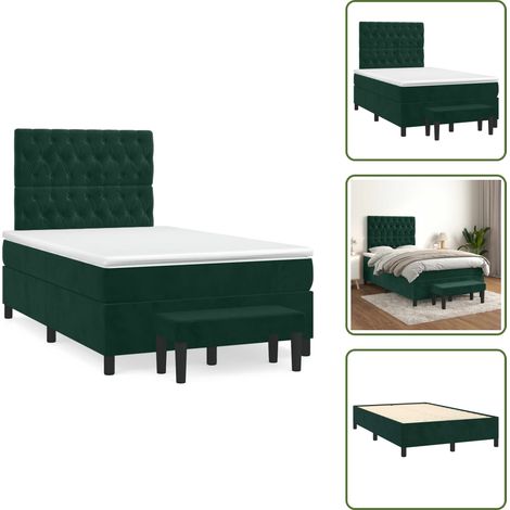 The Living Store Sommier à lattes de lit avec matelas vert foncé 120x190 cm - Matelas à ressorts ensachés (1/5)