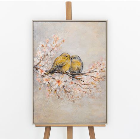 Gemälde Zarte Vögel Rahmen Beige 70x50 cm (1/5)