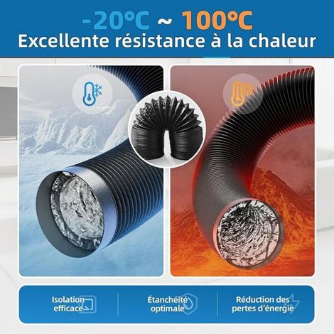 Renforcé Conduit air Flexible Tuyau de Ventition 100mm x 5m en Feuille aluminium et PVC pour 100mm x 5m (1/5)