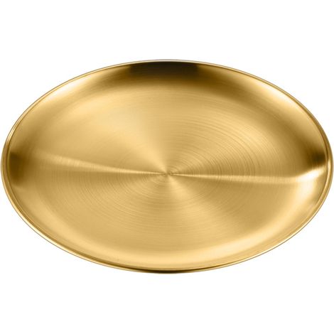 Runde, vergoldete Steakplatte aus Edelstahl, Metalltablett – 17 cm