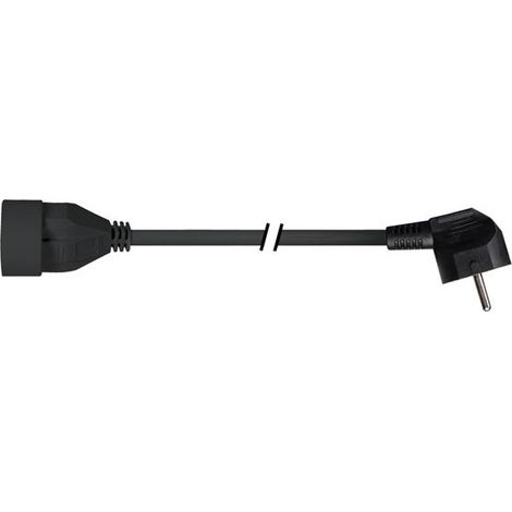 Perel – Rallonge 1.5 m avec prise 90° – Protection enfants – 3G1.5 pour chantiers humides – Câble noir