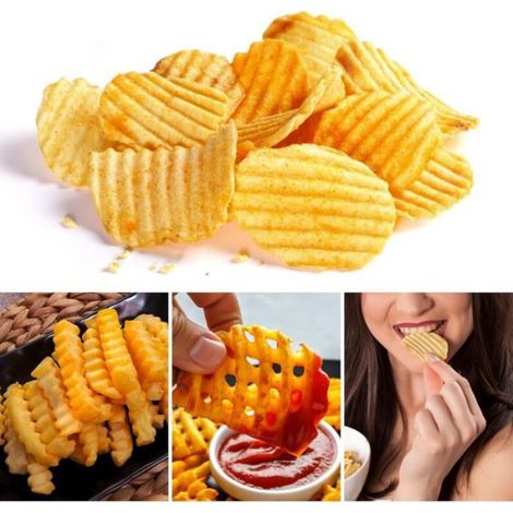Coupe Frites - Lame Ondulée En Acier Inoxydable - Pour Pommes De Terre Carottes Fromage - 1 Pièce (1/5)