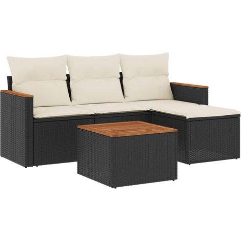 Maison Exclusive - 5-tlg. Garten-Sofagarnitur mit Kissen Schwarz