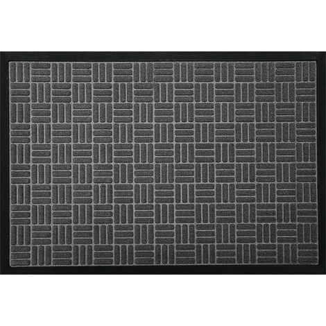 1 Modern Kitchen Runner Mat with Border, Absorbent, Non-Slip, Washable, Grey - 45x75 cm