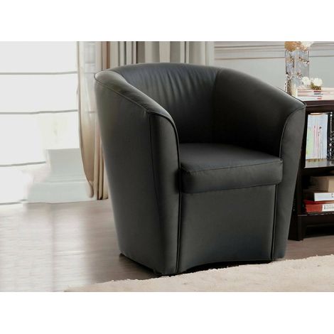 Dmora - Lounge-Sessel Dabbiat, Lounge-Sessel, 100% Made in Italy, Relaxsessel aus Kunstleder, Cm 70x60h74, Schwarz (1/5)