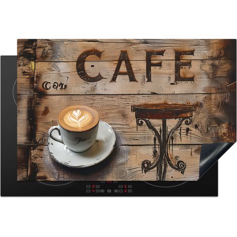 Induction Hob Protector Cafe - Wood - Coffee - Shelves 80x52 cm (1/5)