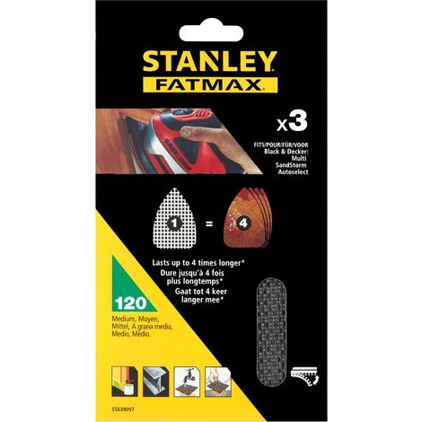 Hojas de lija x3 115x44mm grano 120 para multilijadoras Stanley STA39097-XJ