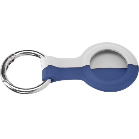 Coque de protection silicone bicolore avec anneau métallique pour traceur iOS - Bleu et Blanc (1/5)