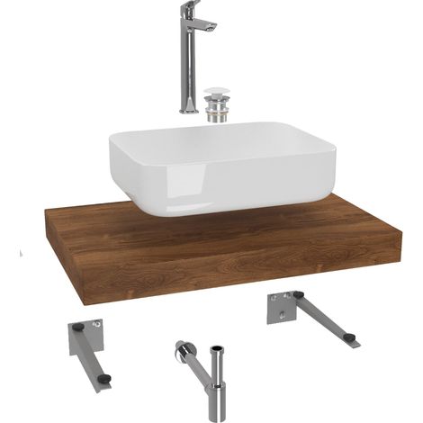 Naturel Ensemble de salle de bain Hansgrohe avec Dolce 80x8x50 cm chêne Charleston KSETDO8 (1/5)