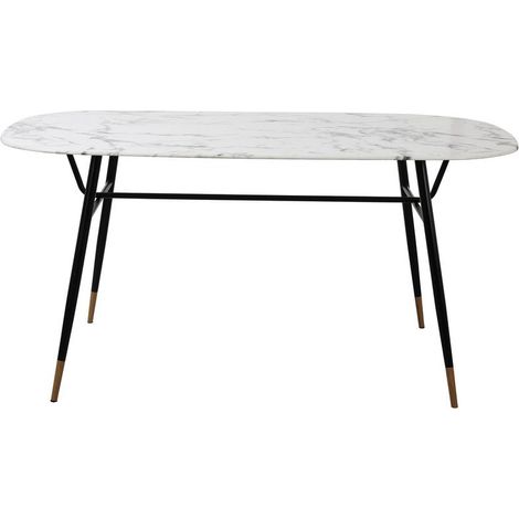 Table à Manger Rectangulaire en Verre Effet Marbre et Structure en Métal 160 x 90 cm - PANGIVO (1/5)