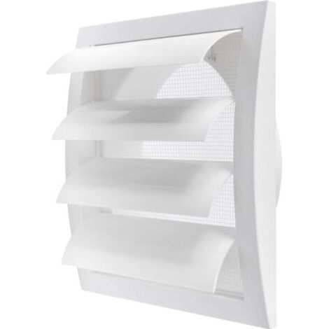 Hotte d'aération blanche de 150 mm avec écran anti-parasitaire et bride intégrés, blanc, couvercle de grille d'aération, couvercle de conduit d'évacuation de CVC (190 x 190 mm) (1/4)