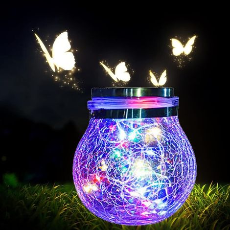 Lanterne Solaire Exterieur Jardin - Lumiere Solaire Exterieur Étanche Lampe - 20 LED Solaire Exterieur Jardin décoratives Eclairage, Solaire Boule Verre pour Intérieur Extérieur(multicolore) (1/5)