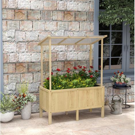 Aiuola rialzata con coperchio, 110 x 60 x 152 cm, legno naturale DESVIAE (1/5)