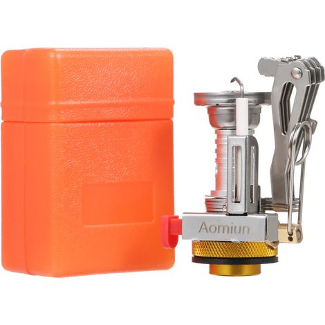 Réchaud à gaz de camping Aomiun Mini avec allumage piézo, réchaud de poche portable idéal pour les pique-niques, le camping et la randonnée. (1/5)
