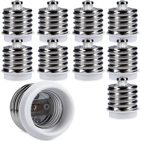 BEBUSINGOTO Adaptador de casquillo 10x - Convertidor de casquillo 10x E40 a E27 - Adaptador de portalámparas con base E27 para bombillas halógenas LED (1/5)
