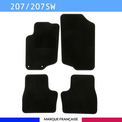 Tapis de voiture sur mesure pour Peugeot 207/207 SW/207+ (2006-2014) – 4 pièces – Antidérapant AUTOGRIP® – Clips de fixation d'origine
