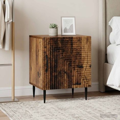 2 tables de chevet en bois d’ingénierie, style vintage, bois ancien, 43 x 34,5 x 50 cm - PANGIVO (1/5)